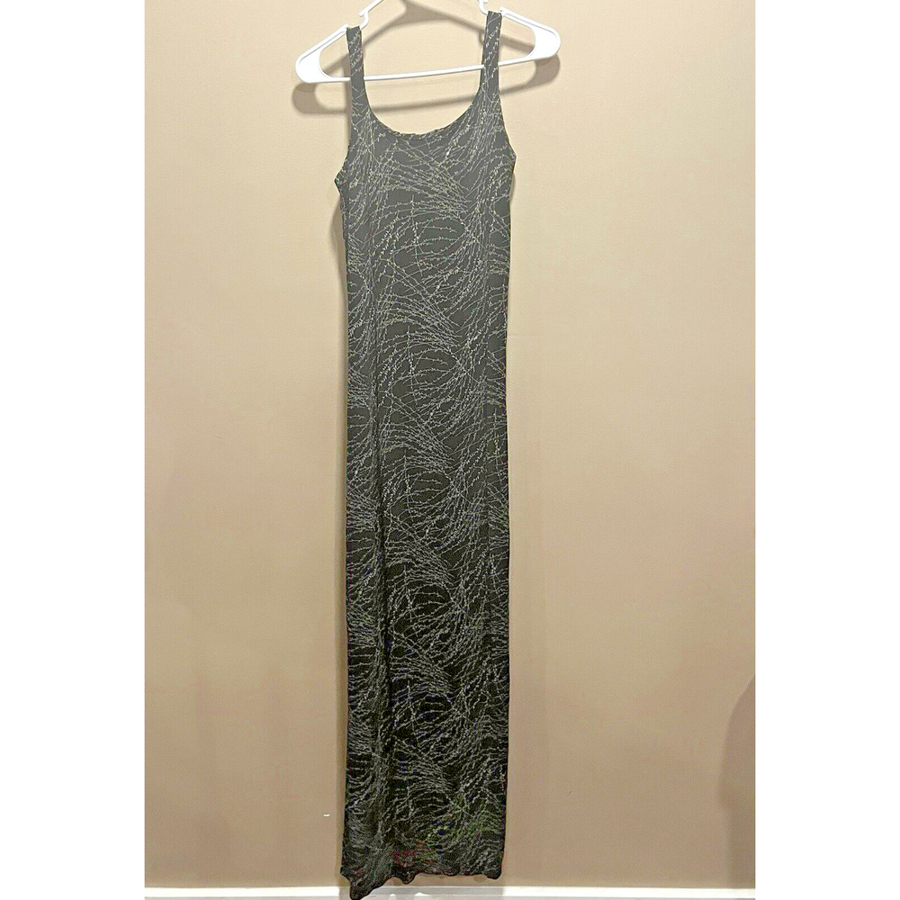 Banana Republic Womens Body Con Black Maxi Dress M Tan Leaves Elegant Event Chic - Picture 3 of 9